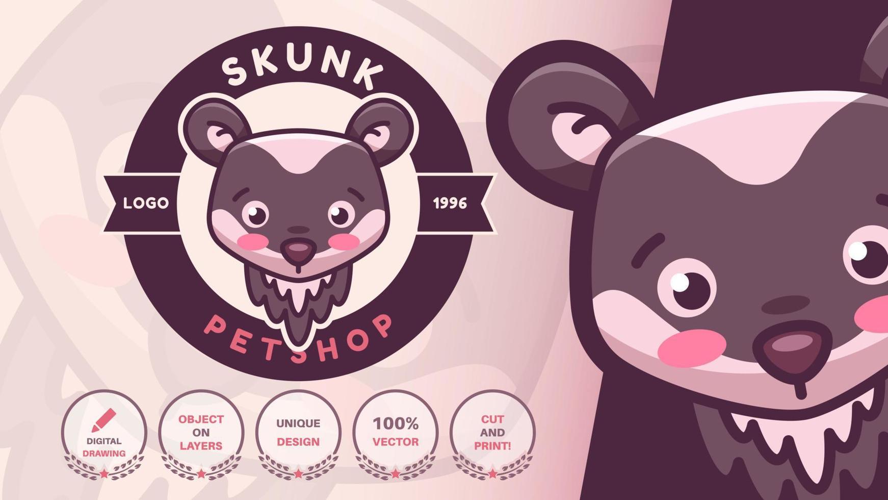Cartoon character animal skunk logo vector