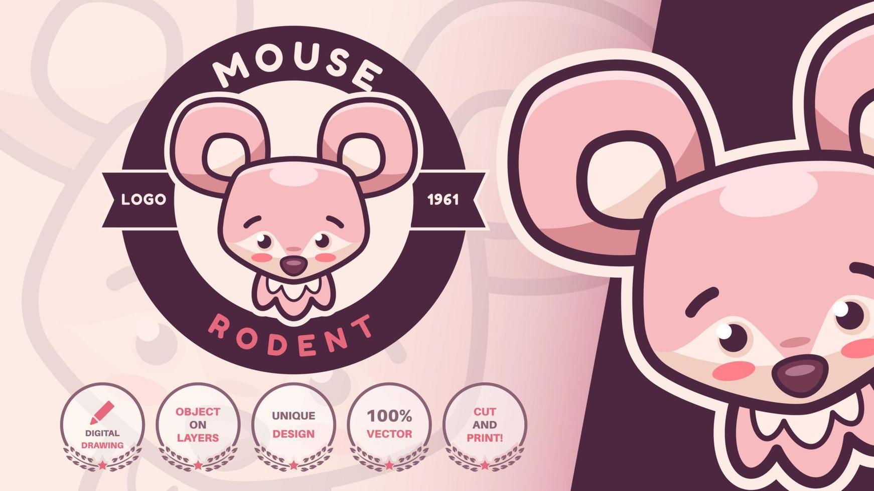 Cartoon character animal mouse logo vector