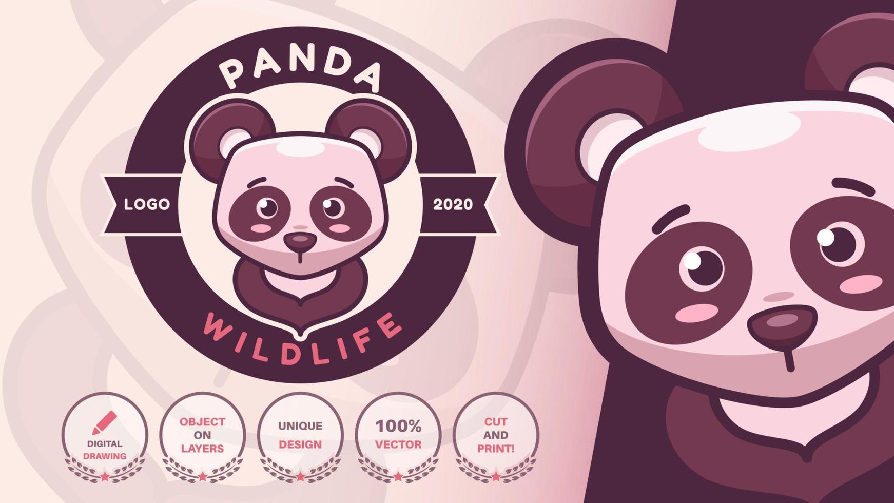 logotipo de panda animal de personaje de dibujos animados vector