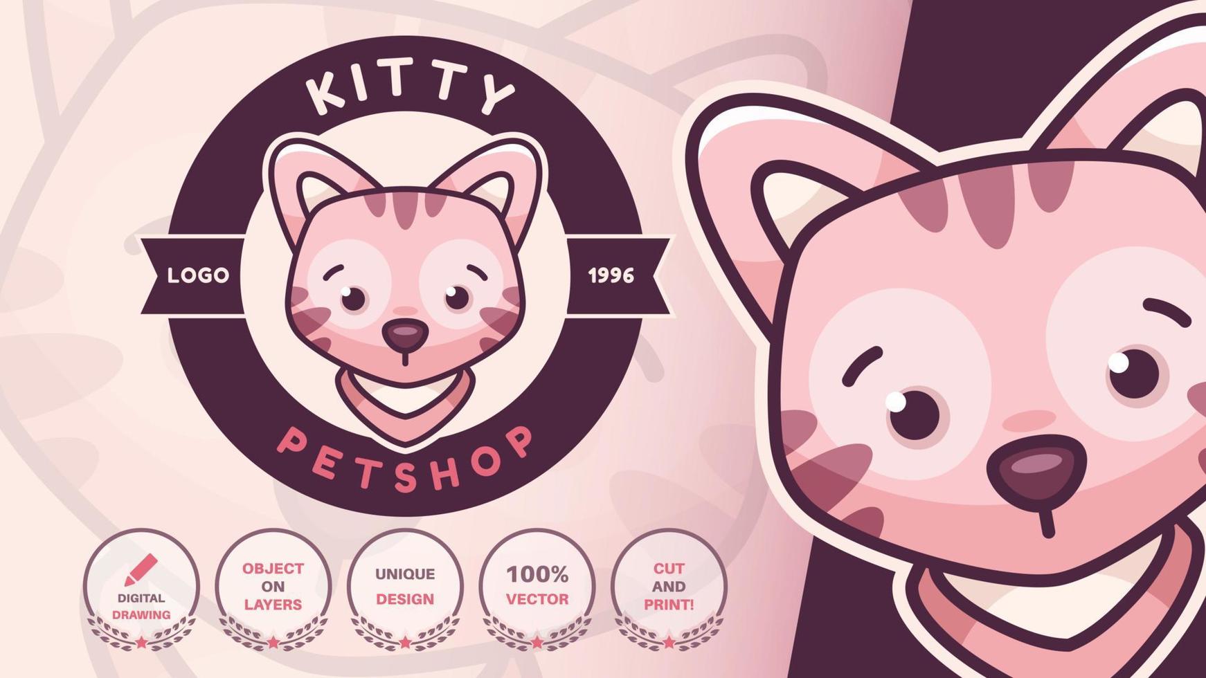 logotipo de gato animal de personaje de dibujos animados vector