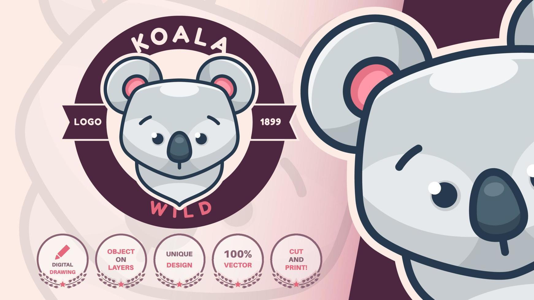 Cartoon character animal koala logo vector