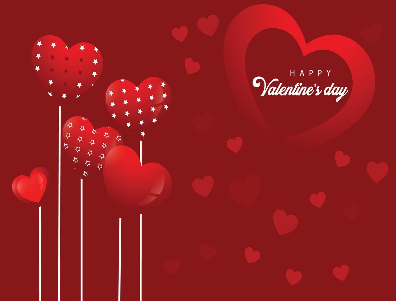 feliz día de san valentín corazones 3d y fondo rojo vector