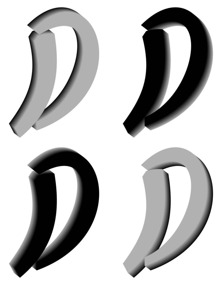 3D letter D logo. Perfect for t-shirts and so on. vector
