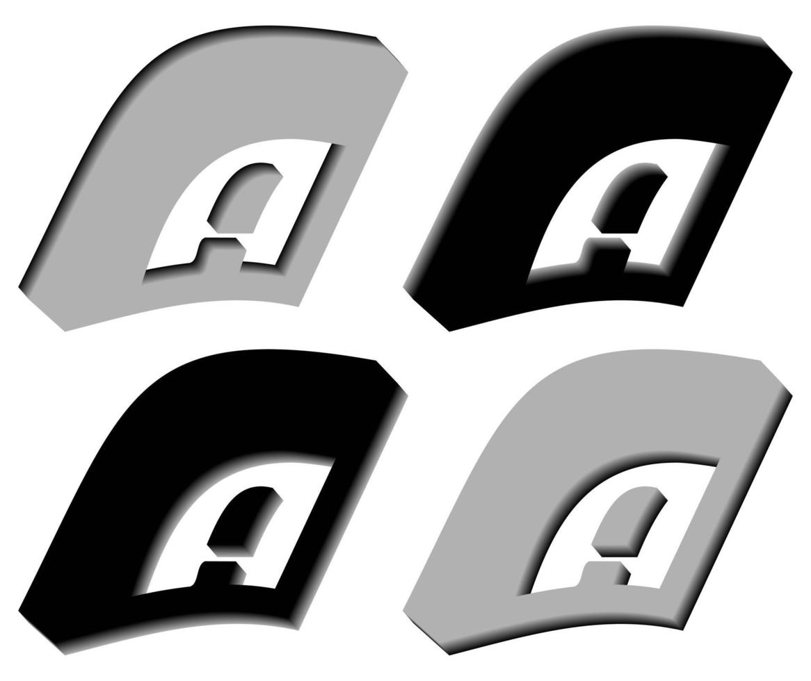 Vector graphics of elegant 3D letter A in black and gray color. Perfect for corporate, t-shirts, and so on.