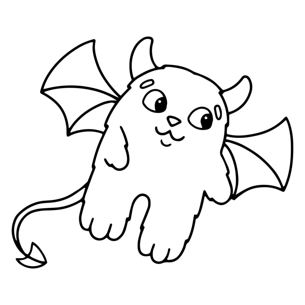 Cute imp. Coloring book page for kids. Cartoon style character. Vector ...