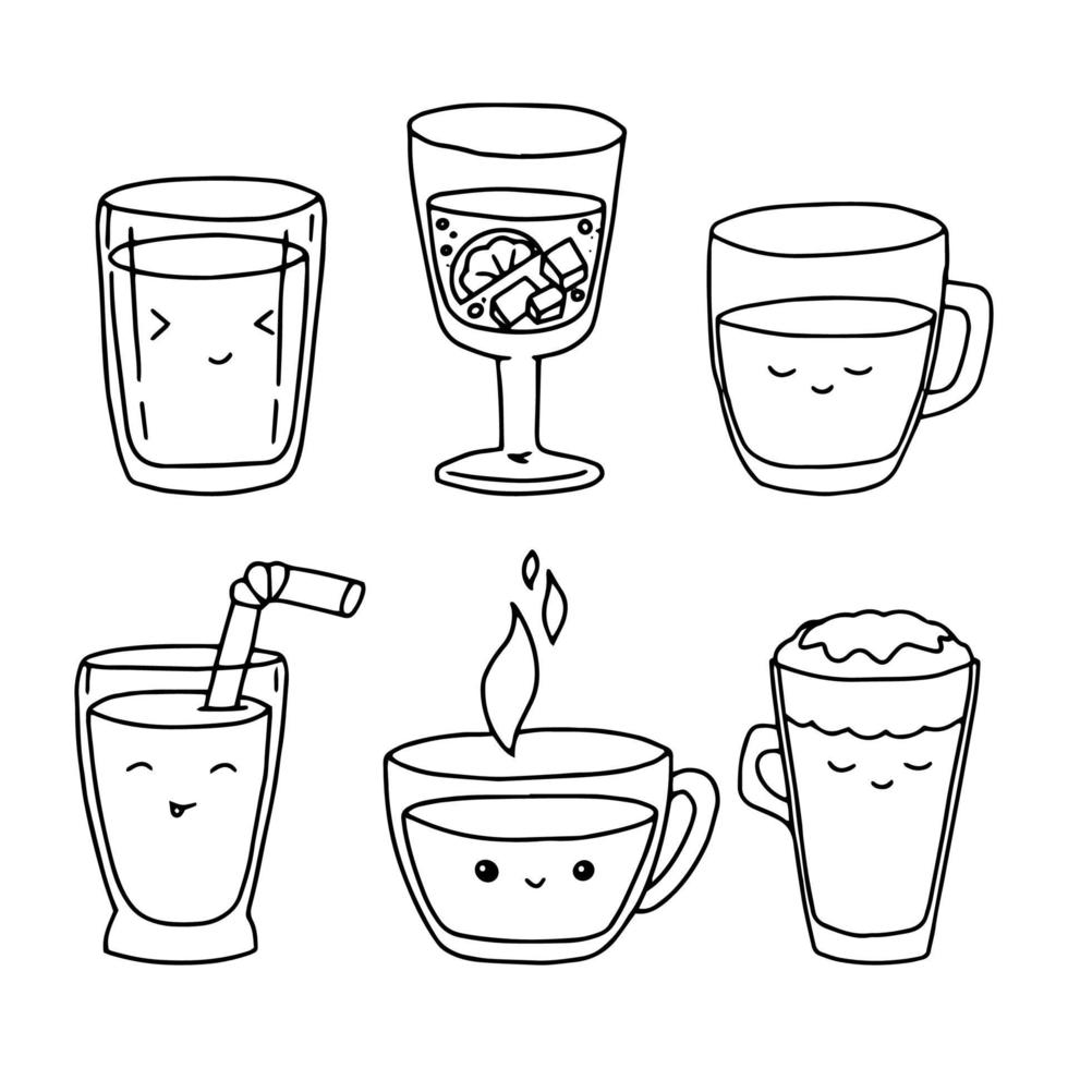 A set of items in doodle style. Hand drawn. Simple shapes. Vector illustration isolated on white background.