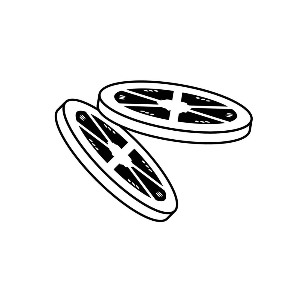 Ilustración de icono de contorno de rodajas de tomate sobre fondo blanco vector