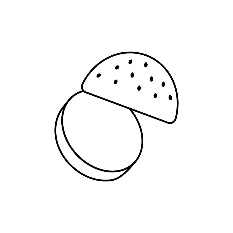 ilustración de icono de esquema de bollo de hamburguesa sobre fondo blanco vector