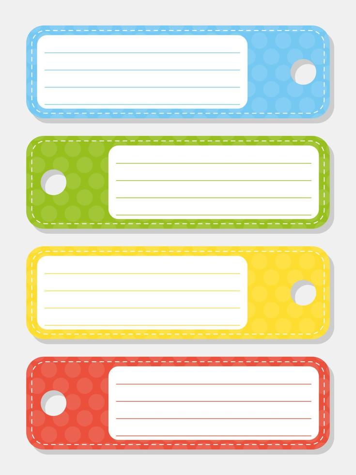 Gift tags. Bright stickers. Rectangular label. For holidays with space for your text. Color vector isolated illustration.