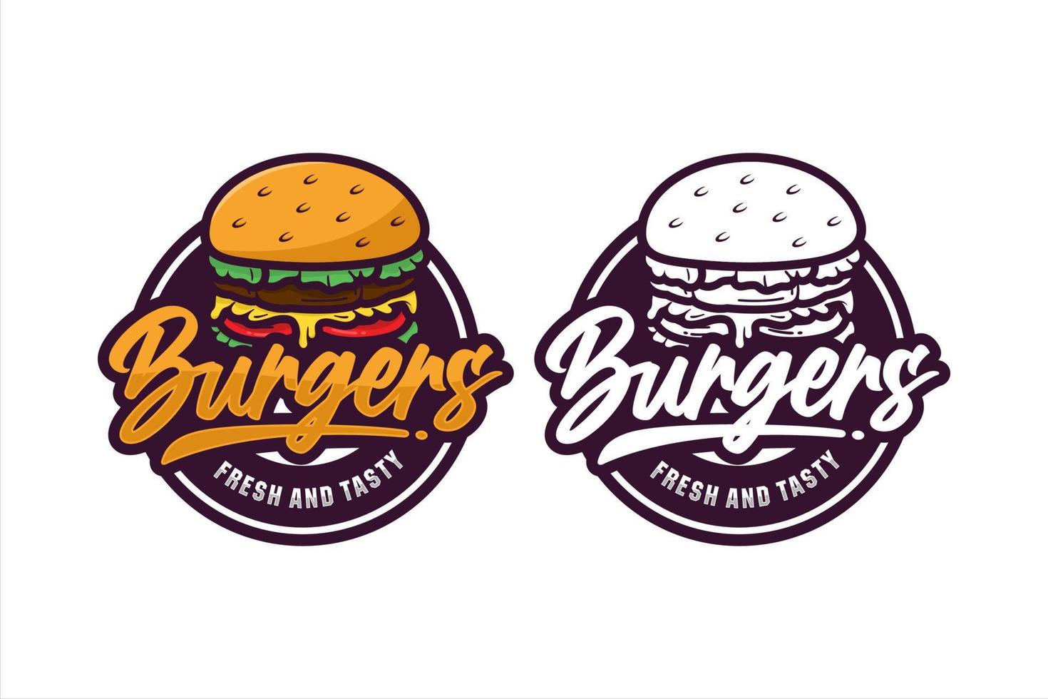 Burgers fresh and tasty design premium logo vector