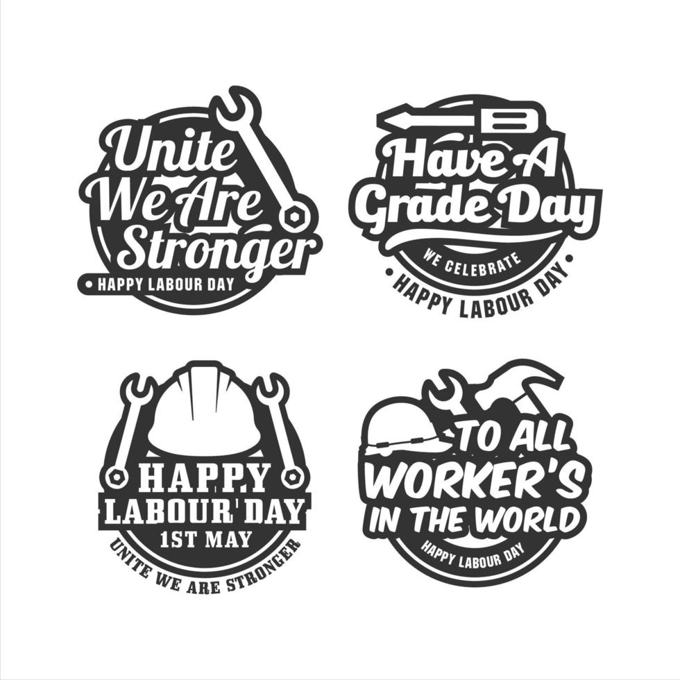 Labor day badge label design premium vector