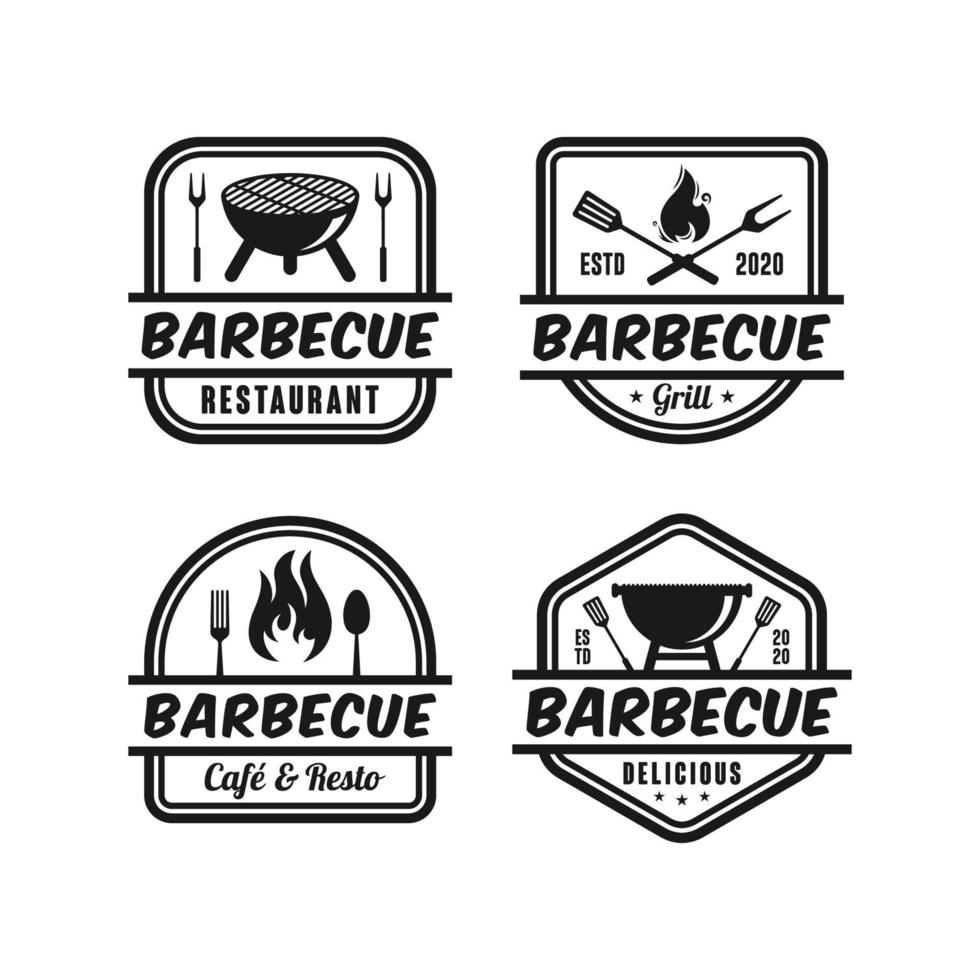 colección de logotipos de diseño premium de barbacoa vector