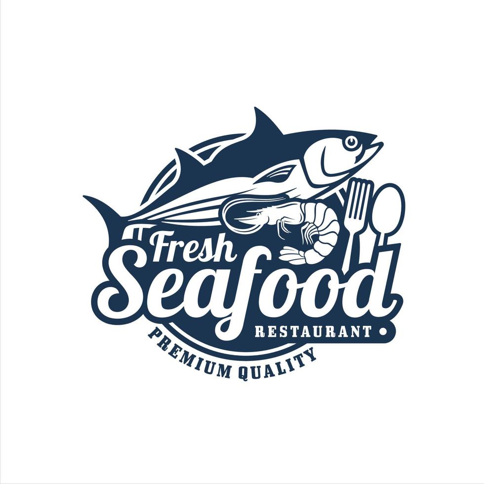 logotipo premium de restaurante de mariscos frescos vector