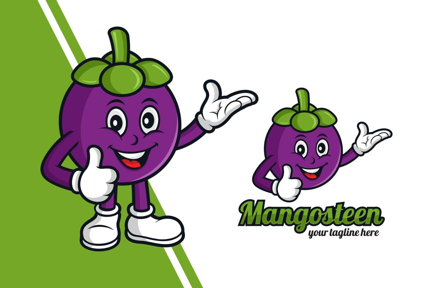 logotipo de diseño de mascota de fruta de mangostán vector