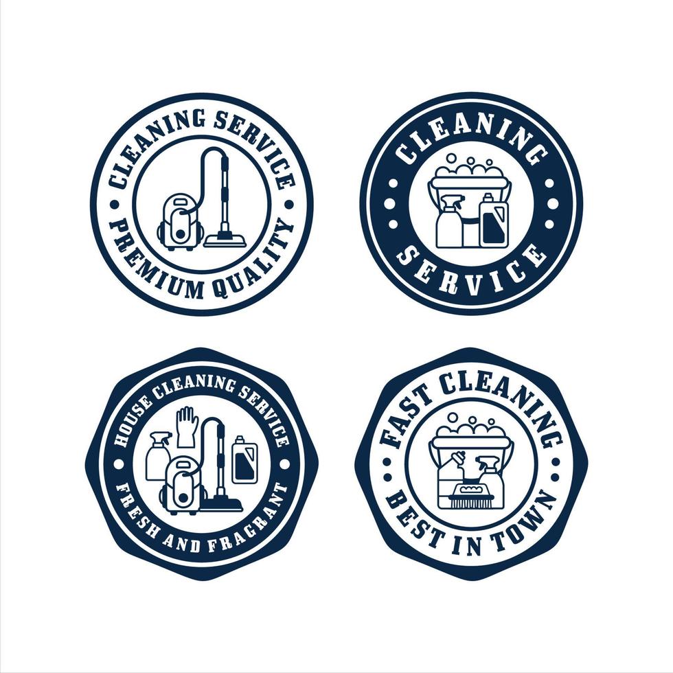 Cleaning service badge stamp collection vector