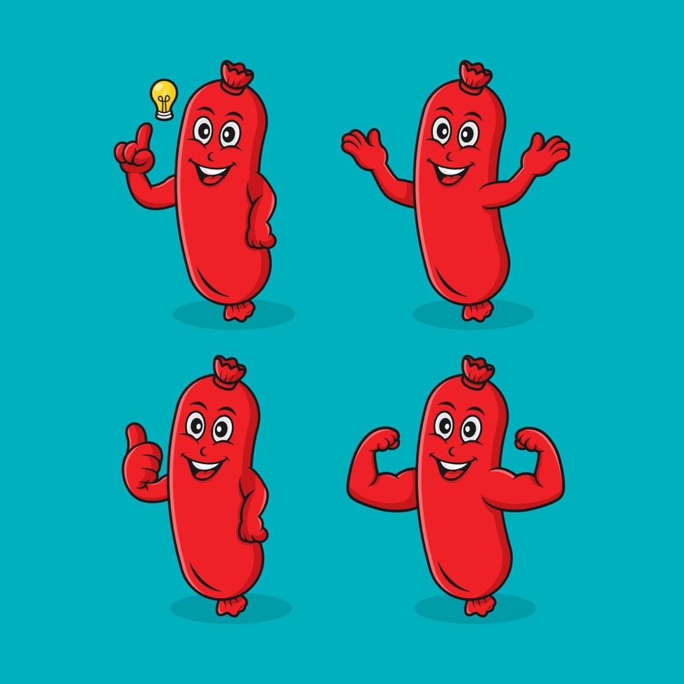 Sausage cartoon character design collection vector