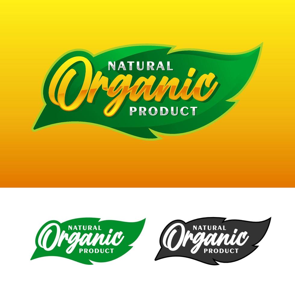 Organic natural product badge label design logo vector