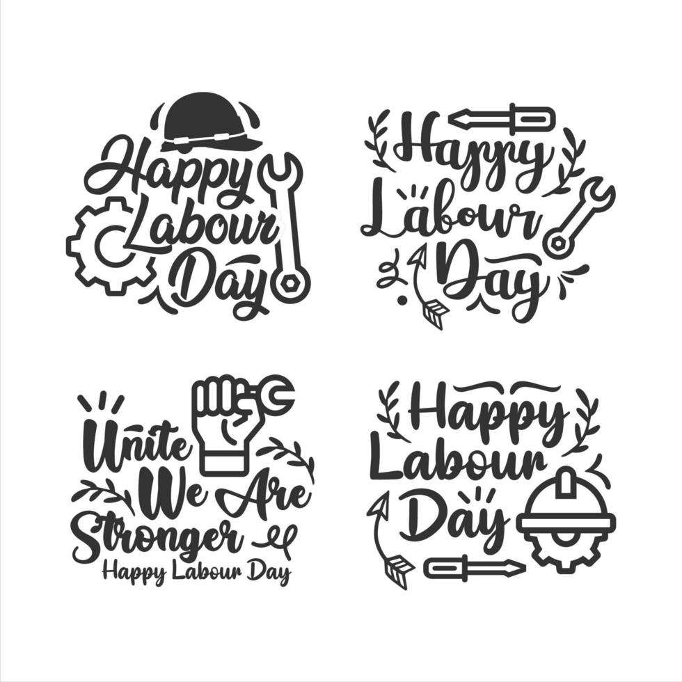 Labor day lettering design collection vector