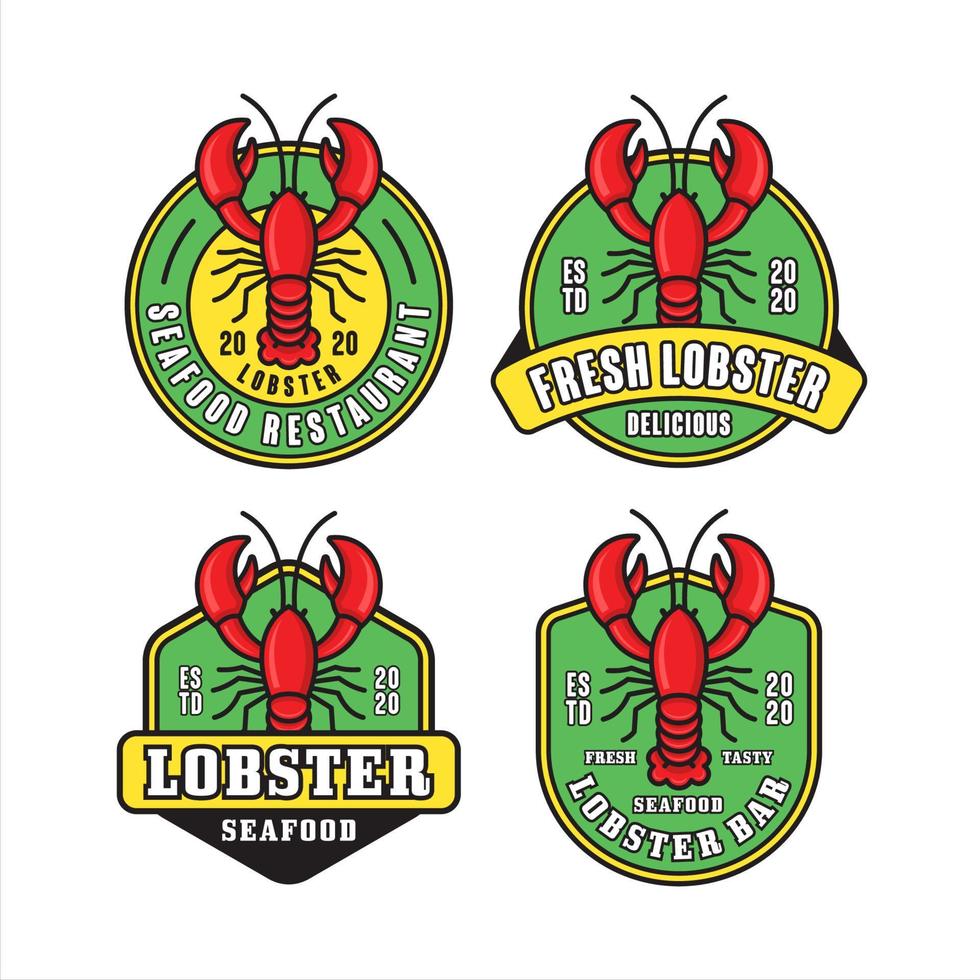 colección de logotipos de diseño de langosta de mariscos vector