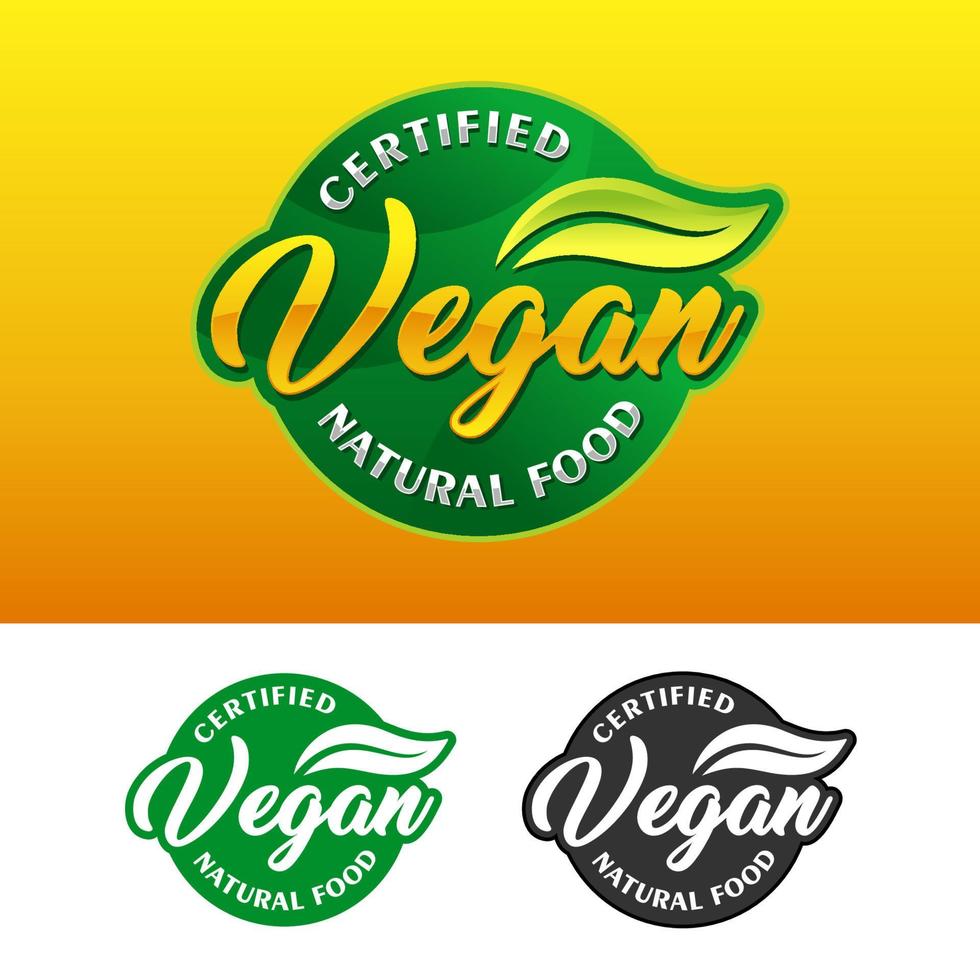 Vegan natural food sertified badge design logo collection vector