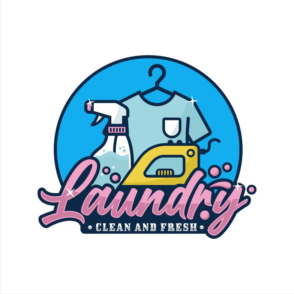 Laundry clean and fresh design logo vector