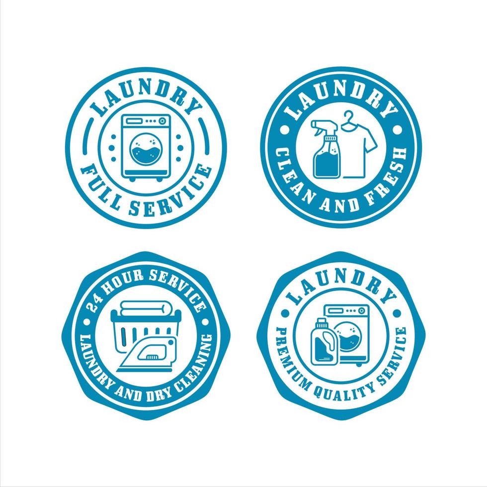 Laundry badge stamps design collection vector