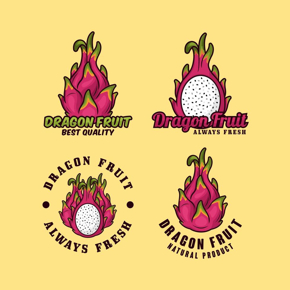 Dragon fruit design logo collection vector