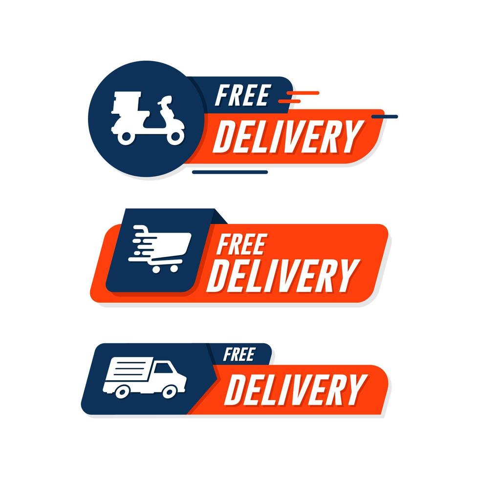 Free delivery label design sale promotion collection vector