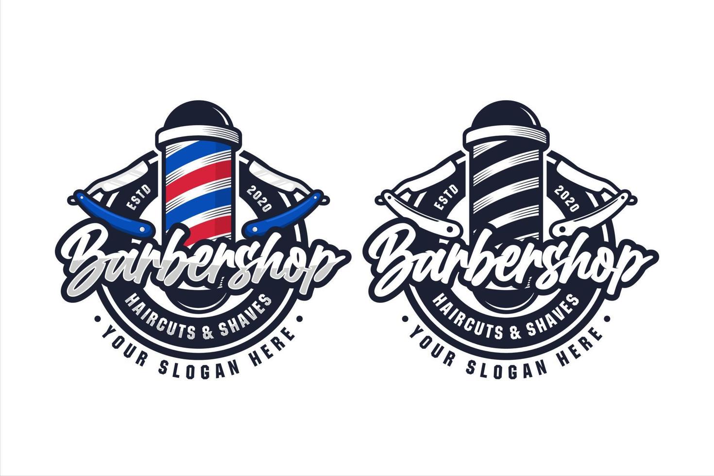 diseño de logotipo de vector de barbería premium