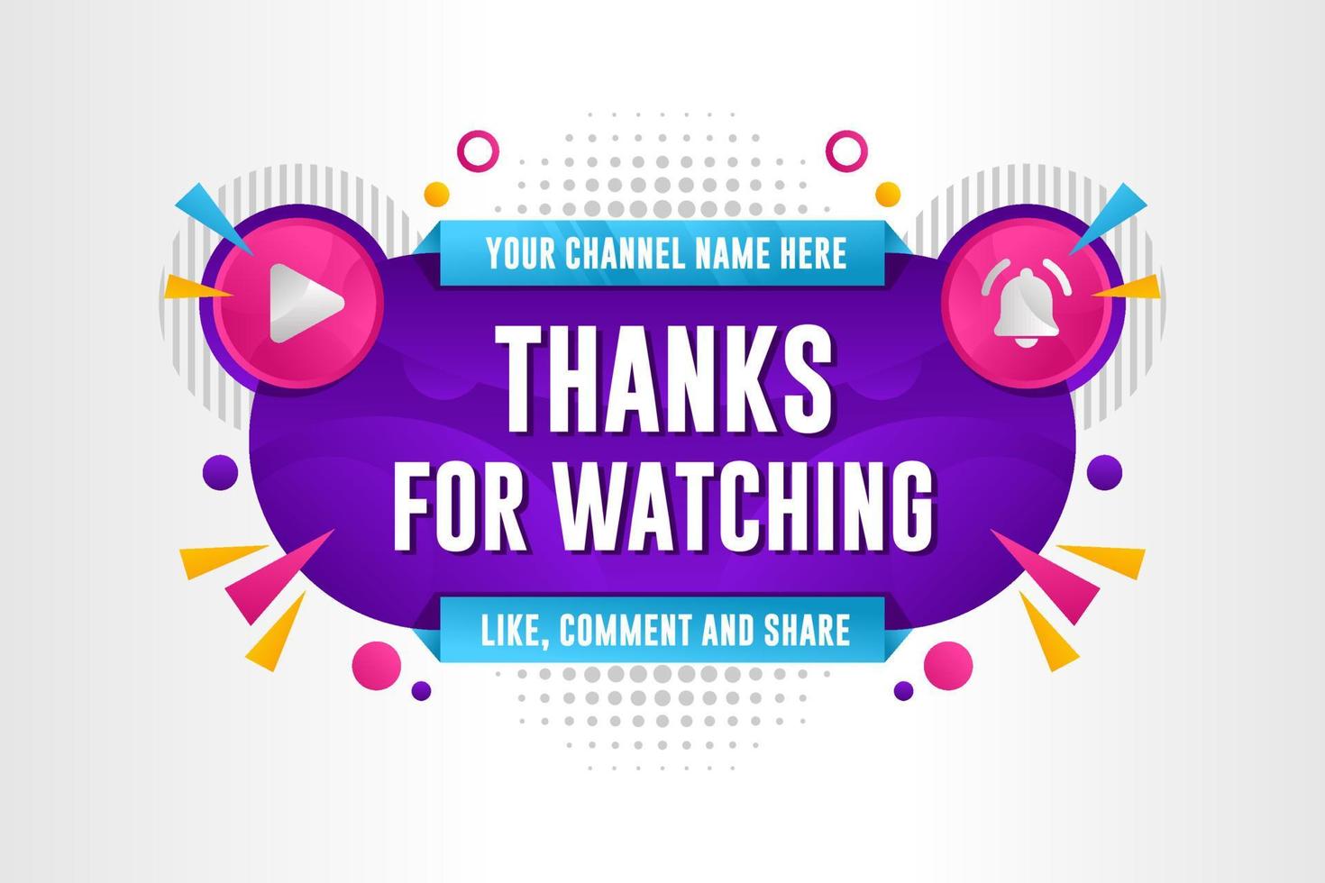 Thanks for wacthing like share and comment banner premium design vector
