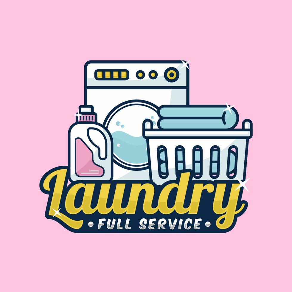 Laundry full service design premium logo vector