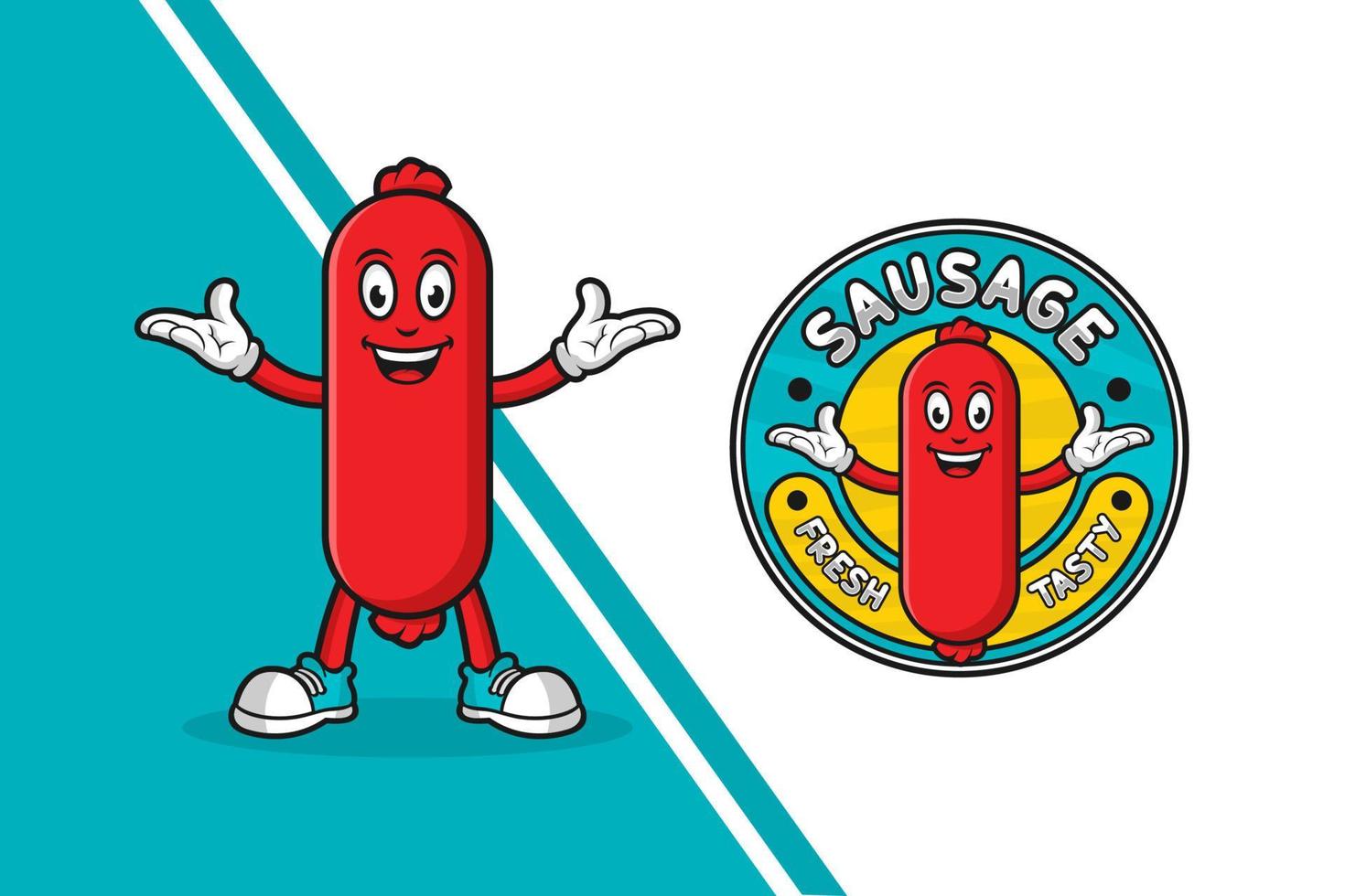 Sausage mascot design template logo vector