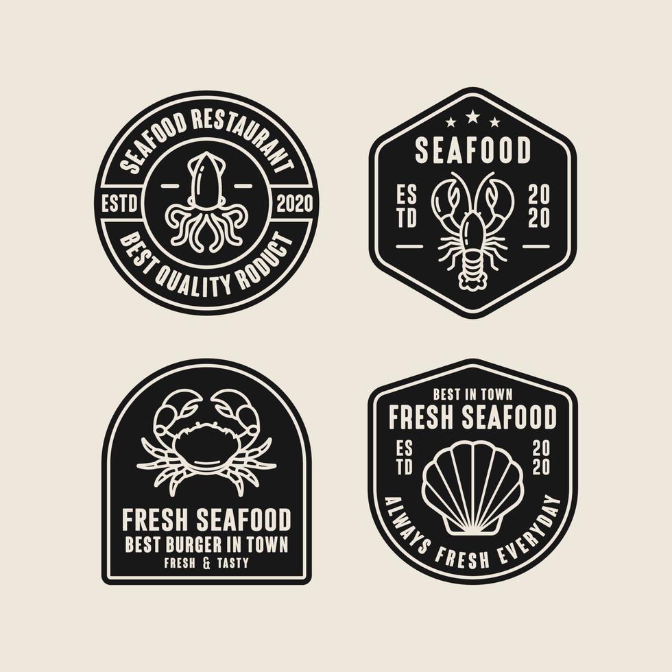 colección de logotipos premium de diseño de restaurante de mariscos vector