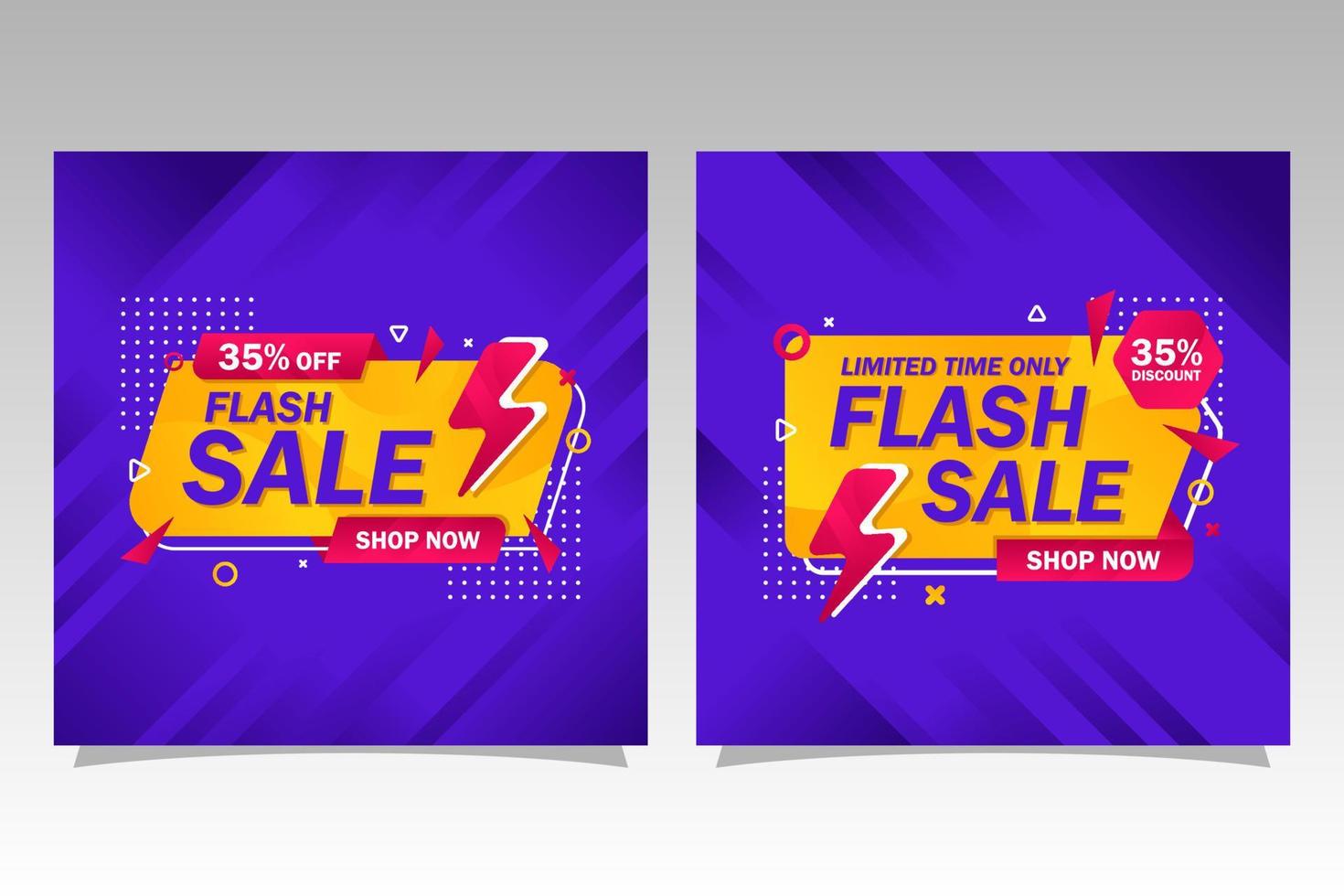 Social media flash sale promotion banner design collection vector