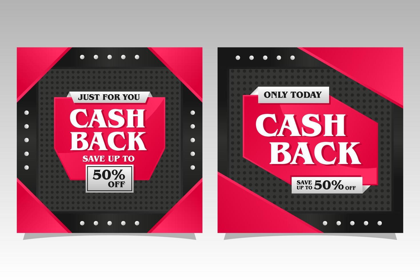 Social media cash back banner promotion red black color design collection.eps vector