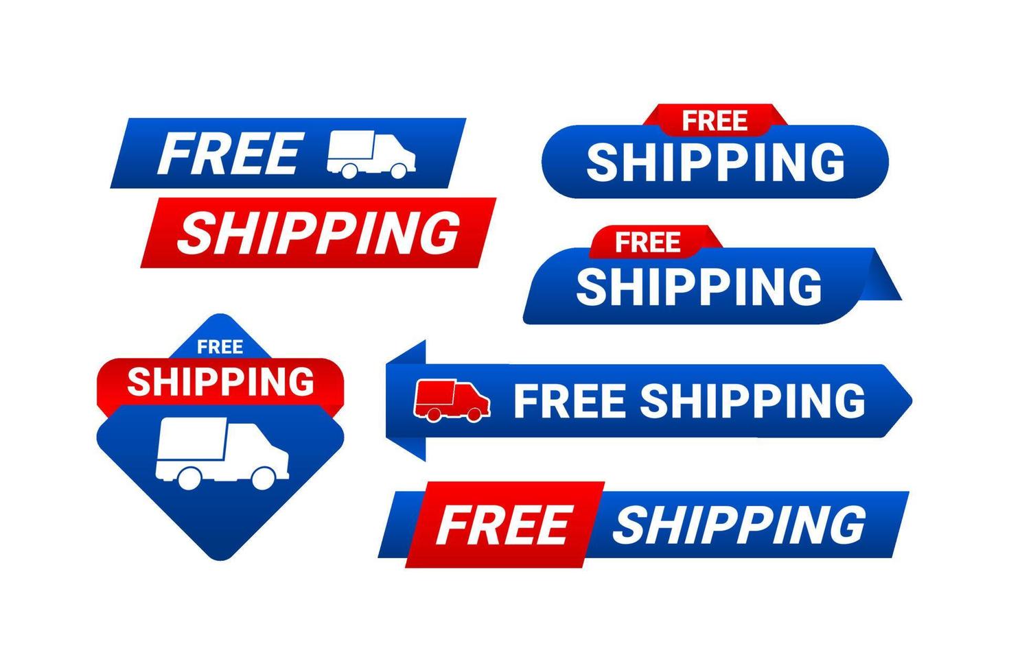 Free shipping label design sale promotion collection vector