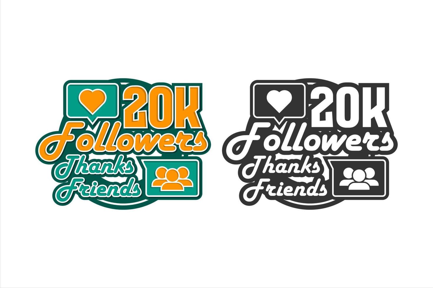 20k seguidor gracias diseño premium logo vector