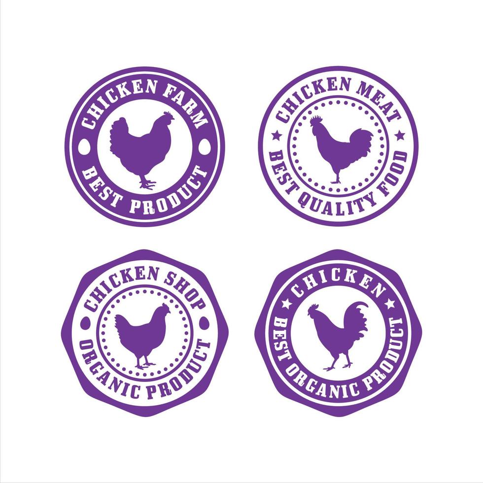 colección de diseño de sellos de tienda de pollo vector