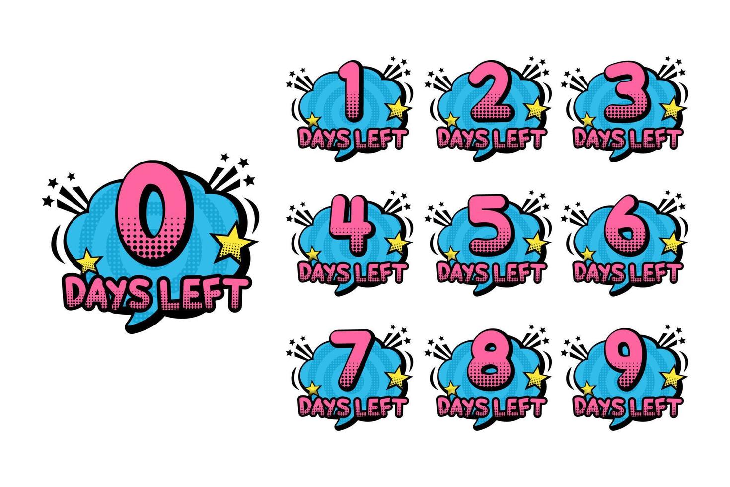 Pop art number days left timer vector