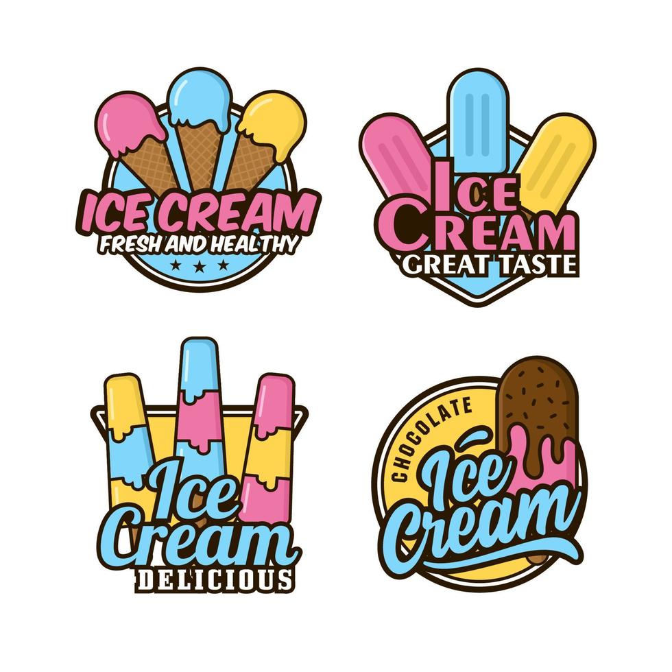 colección de logotipos premium de diseño de helados vector