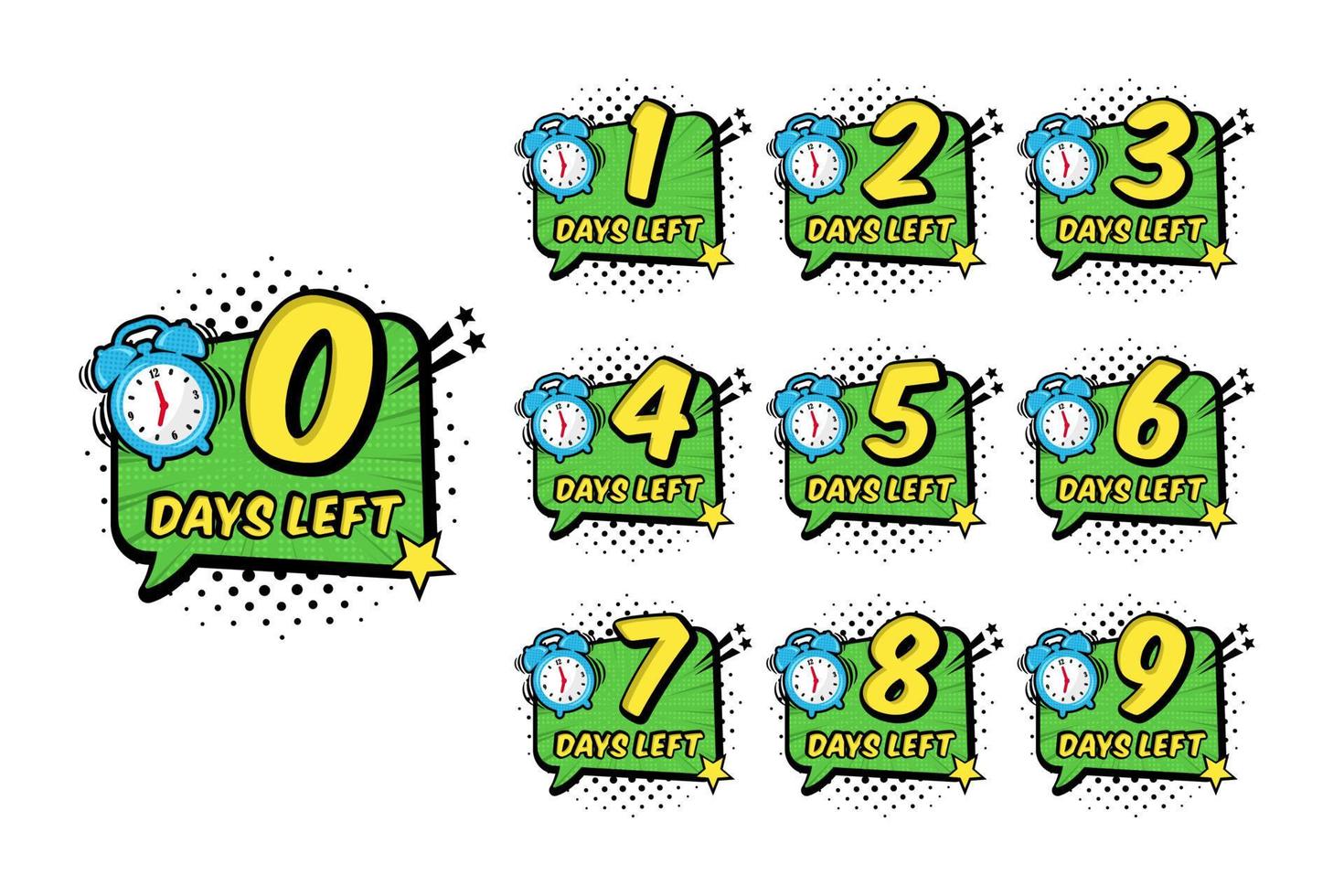 Pop art number days left countdown timer.eps vector
