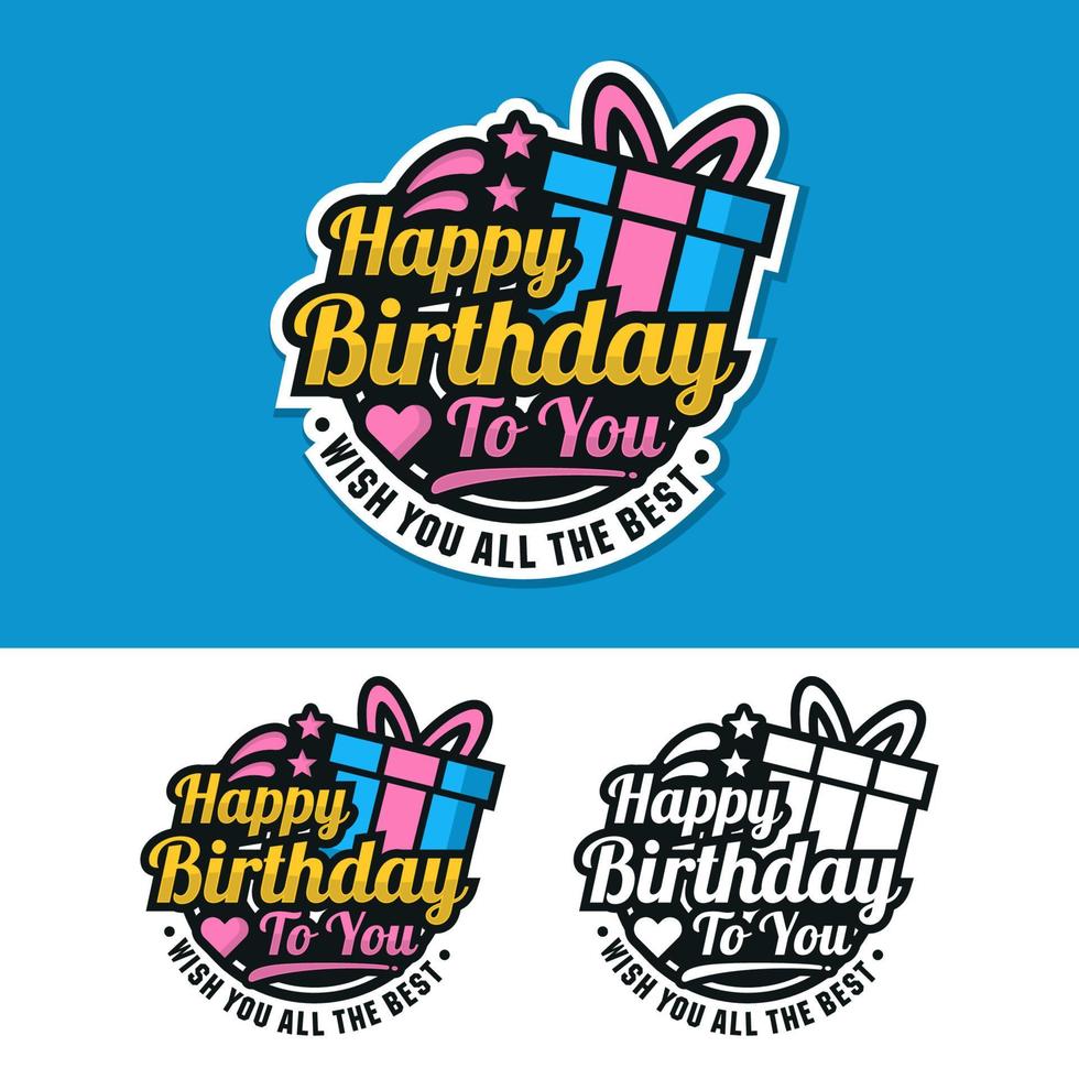 Happy Birthday badge label sticker logo vector