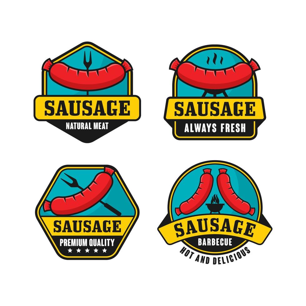 Sausage natural meat logo collection vector