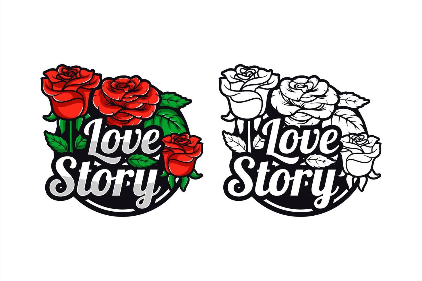 ilustración de diseño de historia de amor de rosas rojas vector