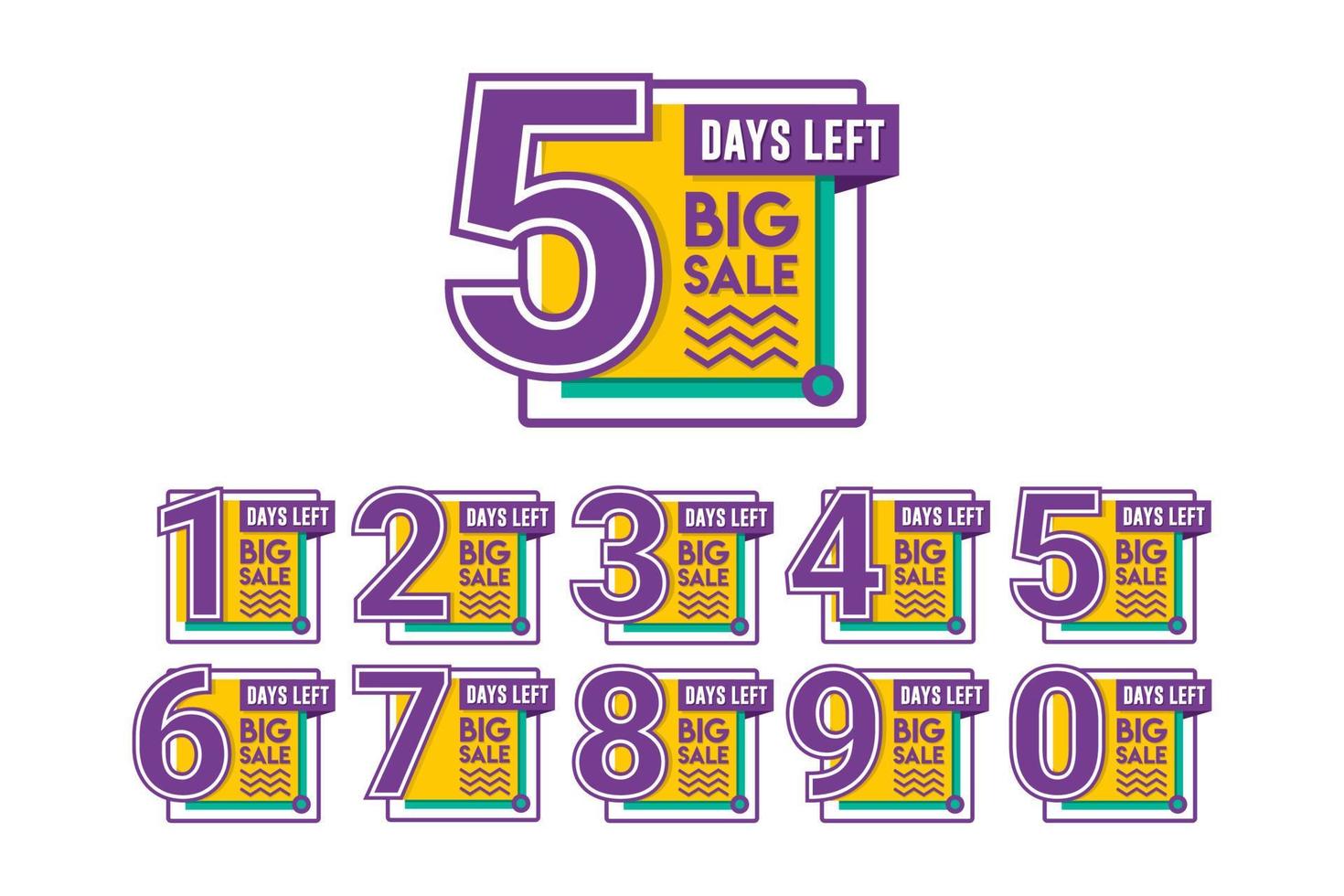 Number days left timer memphis collection vector