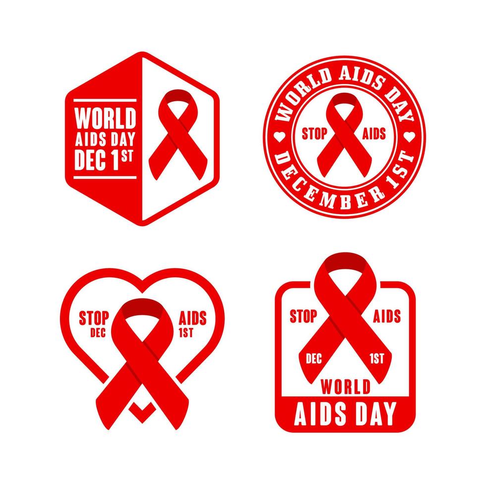 World Aids Day badge premium design collection vector