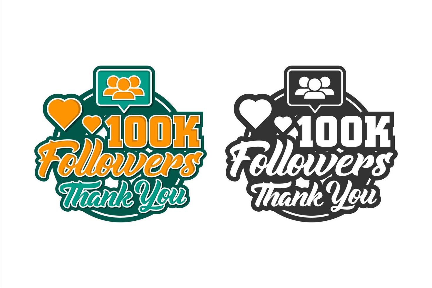 100k seguidor gracias diseño premium logo vector