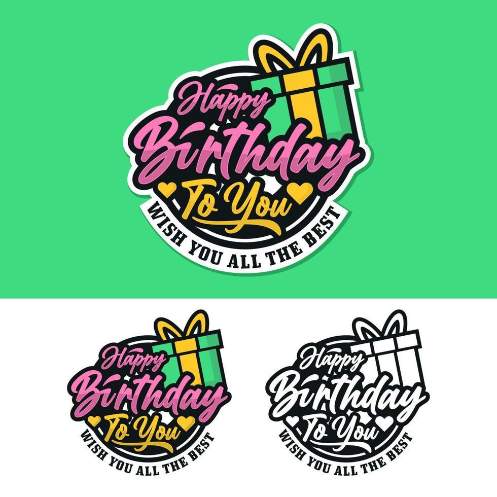 colección de pegatinas de etiqueta de insignia de feliz cumpleaños vector