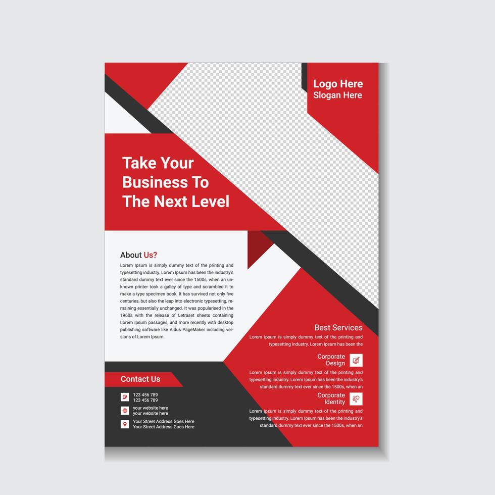 Creative red business brochure flyer design a4 template. Vector illustration