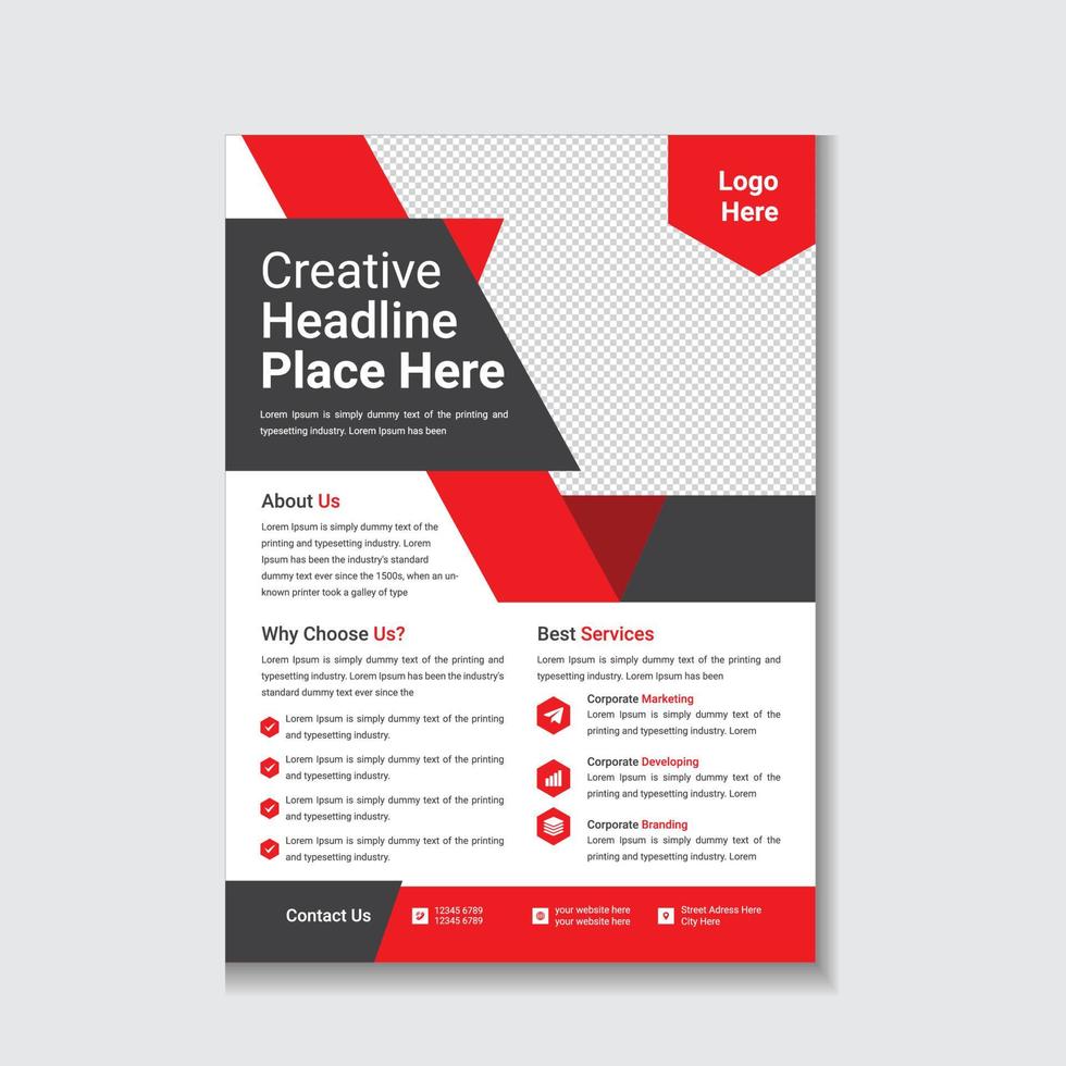 Creative red business brochure flyer design a4 template. Vector illustration